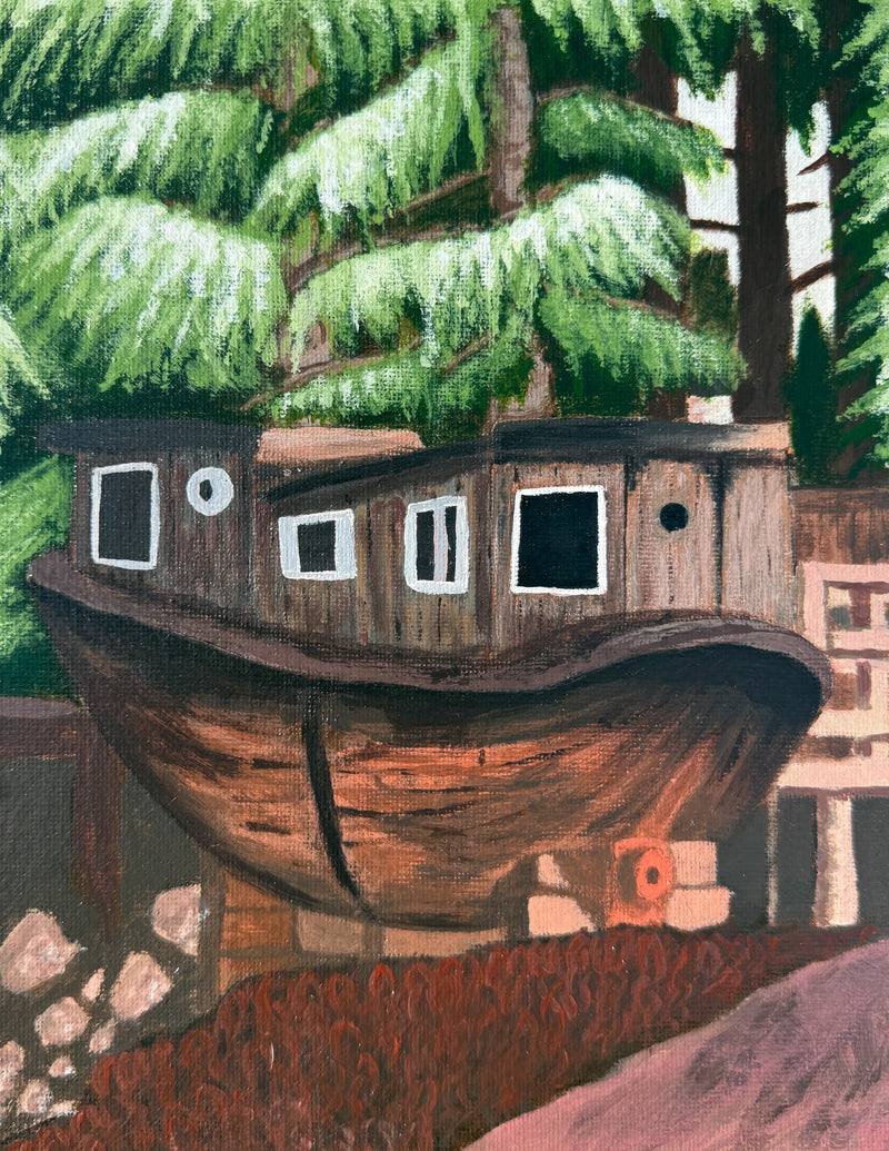 boathouse acrylic painting